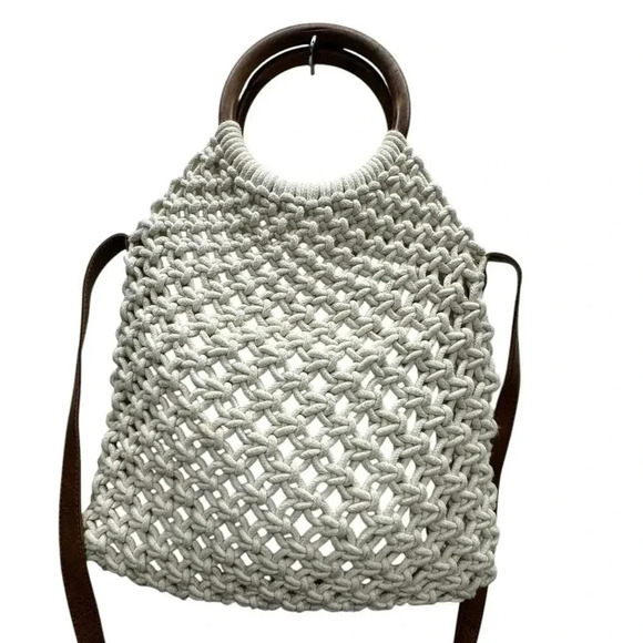 Sigrid Olsen Handcrafted Natural Macrame Crossbody Fully Lined Snap Close Bag - Picture 5 of 16